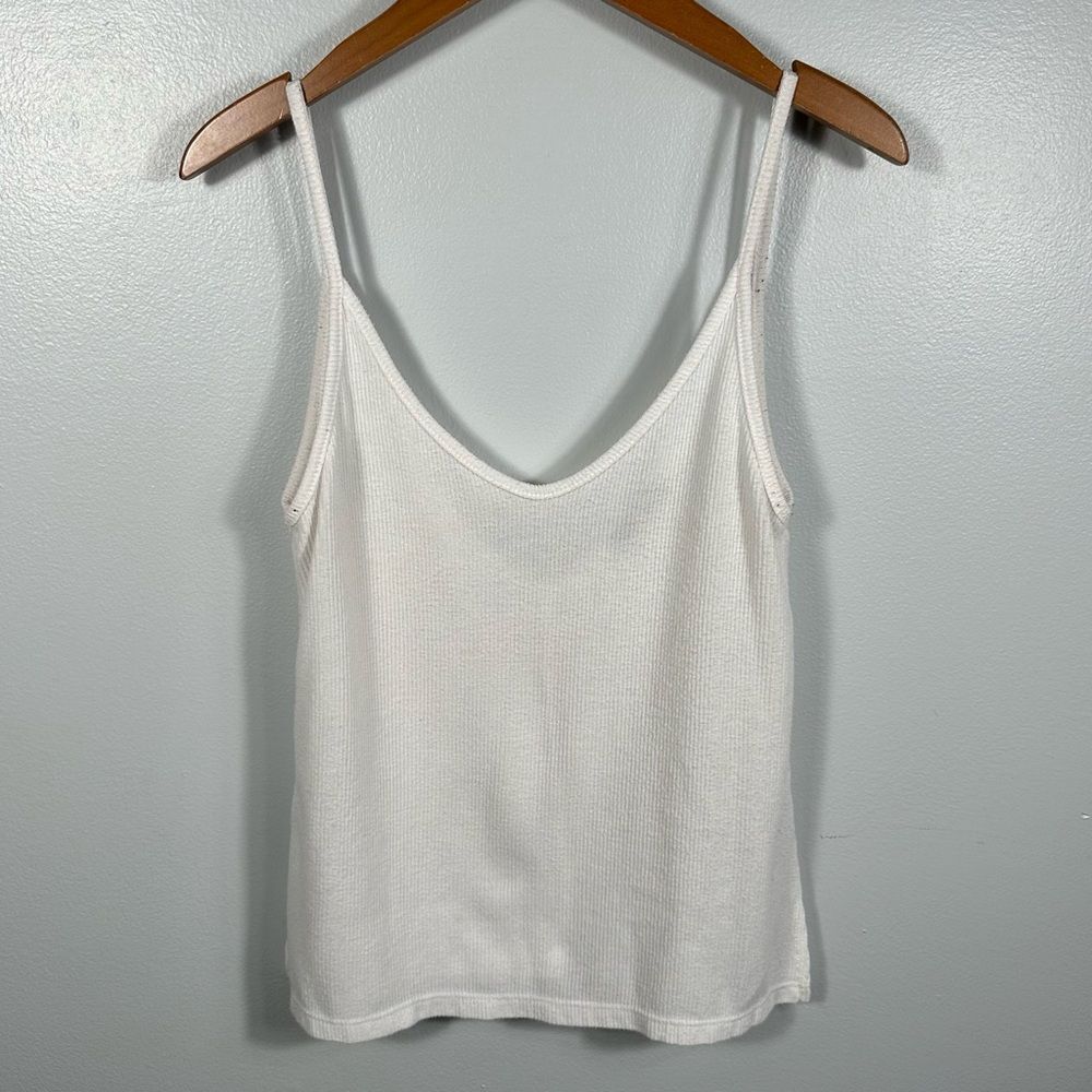 Brandy Melville Women's White Ribbed Cami Top One Size Lightweight Minimalist